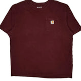 Vintage Carhartt T-Shirt - XL Burgundy Cotton