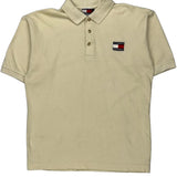 Made In USA Tommy Hilfiger Polo Shirt - Large Beige Cotton