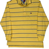 Tommy Hilfiger Striped Long Sleeve Polo Shirt - Small Yellow Cotton