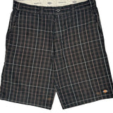 Dickies Checked Shorts - 34W 11L Black Cotton