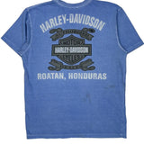 Roatan, Honduras Harley Davidson Graphic T-Shirt - Large Blue Cotton