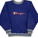 Reverse Weave Champion Spellout Sweatshirt - Large Blue Cotton