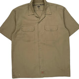 Flex Dickies Short Sleeve Shirt - Large Beige Cotton Blend