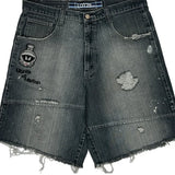 Marvin The Martian Lot 29 Graphic Denim Shorts - 34W 10L Black Denim