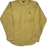 Age 10-12 Ralph Lauren Striped Shirt - Medium Yellow Cotton