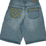 Hip Hop Old Skool Denim Shorts - 34W 12L Light Wash Cotton