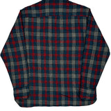 Sears Checked Flannel Shirt - Medium Blue Wool Blend