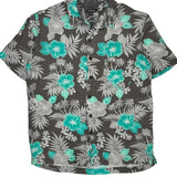 George Floral Hawaiian Shirt - Medium Green Cotton