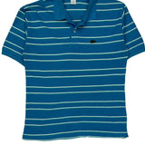 Izod Striped Polo Shirt - Medium Blue Cotton