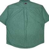 Tommy Jeans Striped Short Sleeve Shirt - Large Green Cotton