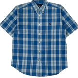 Age 14 Ralph Lauren Checked Short Sleeve Shirt - Large Blue Cotton