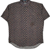 Chaps Ralph Lauren Floral Short Sleeve Shirt - Large Blue Cotton