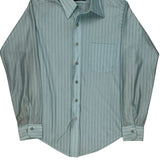 Van Heusen Striped Shirt - Large Blue Nylon