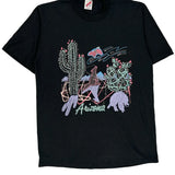 Made In USA Single Stitch Arizona Jerzees Graphic T-Shirt - Large Black Cotton Blend