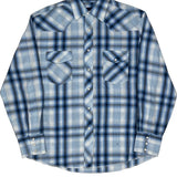 Wrangler Checked Shirt - Large Blue Cotton Blend