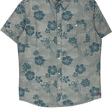 Quiksilver Floral Hawaiian Shirt - Medium Blue Cotton