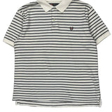 Vintage Chaps Ralph Lauren Striped Polo Shirt - Large White Cotton