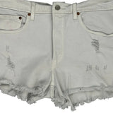 Levis Denim Shorts - 32W UK 12 White Cotton