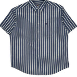 Chaps Ralph Lauren Striped Short Sleeve Shirt - XL Blue Cotton
