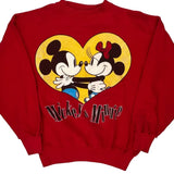 Mickey & Minnie Disney Sweatshirt - Large Red Cotton