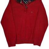 Tommy Hilfiger 1/4 Zip - Medium Red Cotton