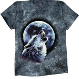 Wolf Howling At The Moon Unbranded Single Stitch T-Shirt - Medium Blue Cotton