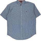 Tommy Hilfiger Checked Short Sleeve Shirt - Large Blue Cotton