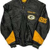 Vintage Green Bay Packers Carl Banks Nfl Leather Jacket - Small Black Leather