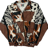 1980'S Evr Animal Print Shell Jacket - Medium Brown Polyester
