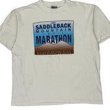 Saddleback Mountain Trail Marathon Oneita Single Stitch T-Shirt - XL White Cotton