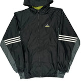Adidas Striped Windbreaker - XL Grey Polyester