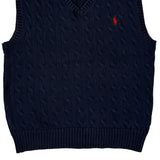 Age 10-12 Polo By Ralph Lauren Sweater Vest - Medium Navy Cotton