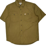 Carhartt Short Sleeve Shirt - Large Khaki Cotton