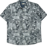 Rivers Graphic Hawaiian Shirt - XL Black & White Cotton