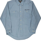 Harley Davidson Shirt - Large Blue Cotton Blend