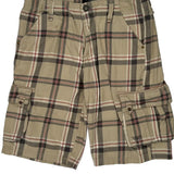 Guess Checked Cargo Shorts - 34W 11L Beige Cotton