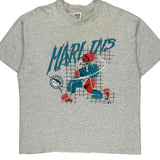 Single Stitch Hanes Graphic T-Shirt - 2XL Grey Cotton