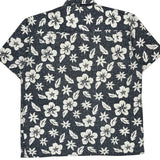 Cherokee Floral Hawaiian Shirt - Large Blue Cotton