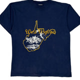 Made In USA Single Stitch West Virginia Anvil Graphic T-Shirt - Large Navy Cotton