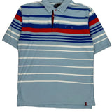 Vintage Coogi Striped Polo Shirt - XL Blue Cotton