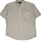 Tommy Hilfiger Checked Short Sleeve Shirt - Large Beige Cotton