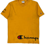 Champion Spellout T-Shirt - Medium Yellow Cotton