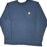 Carhartt Long Sleeve T-Shirt - 2XL Blue Cotton