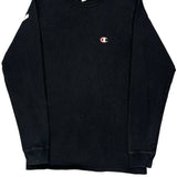 Vintage Champion Spellout Long Sleeve T-Shirt - Large Black Cotton