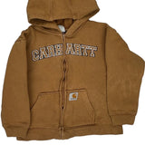 Age 7 Carhartt Hoodie - Small Brown Cotton Blend