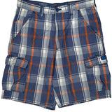 Wrangler Checked Cargo Shorts - 30W 10L Blue Cotton