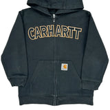 Age 7 Carhartt Spellout Hoodie - Medium Black Cotton Blend