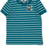 Tommy Hilfiger Striped Polo Shirt - Medium Blue Cotton