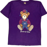 Teddy Bear Northwest Blue Single Stitch T-Shirt - Large Purple Cotton