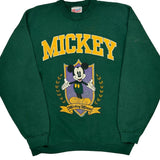 Made In USA Mickey Mouse Hanes Graphic Sweatshirt - Large Green Cotton Blend